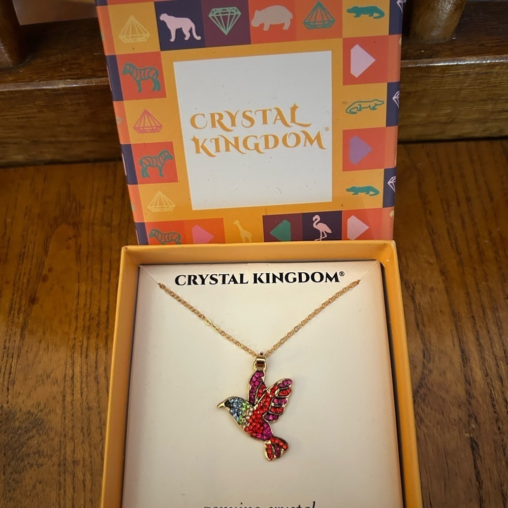 Crystal Kingdom Hummingbird Gold Necklace w/ Genuine Crystal NWT!!